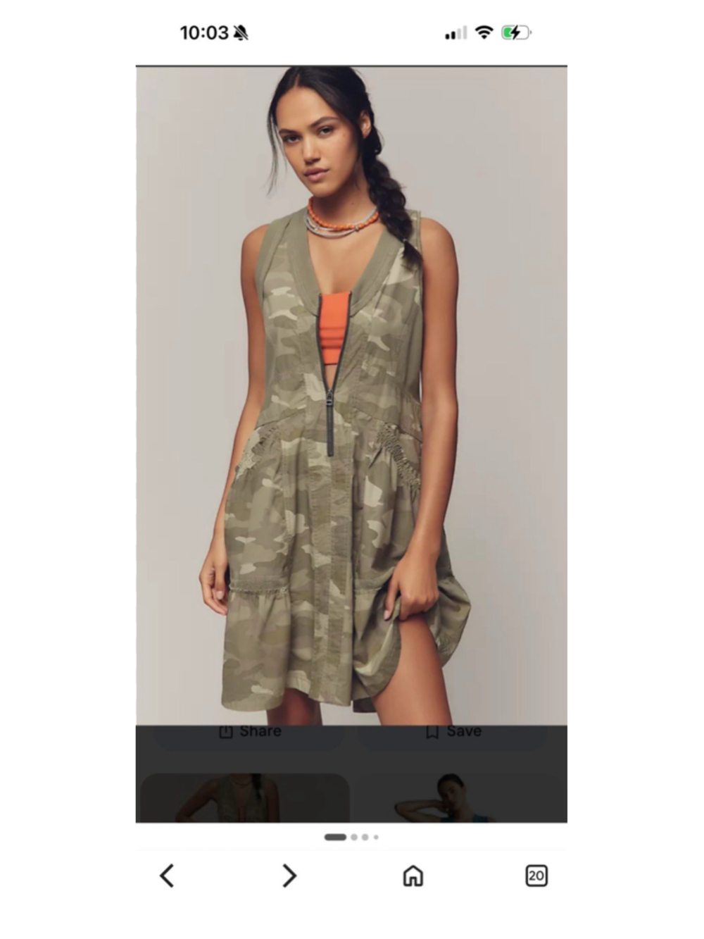 Daily Practice Green Size XS Trek Utility Camo Knee Length Sleeveless Dress